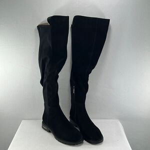 Aqua College prestige Over the Knee Boots Black Cow Suede sz 7 M